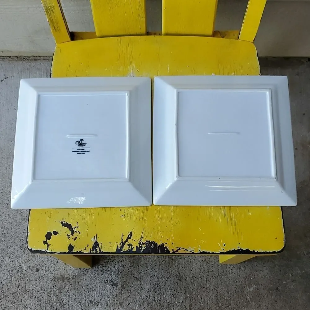 Palm Restaurant White Square Dinner Plate set of 2 9.75